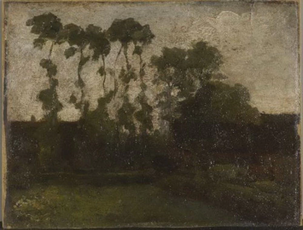 Fattoria riparata con alberi ad alto fusto ben curati a sinistra - 1901, Kunstmuseum Den Haag